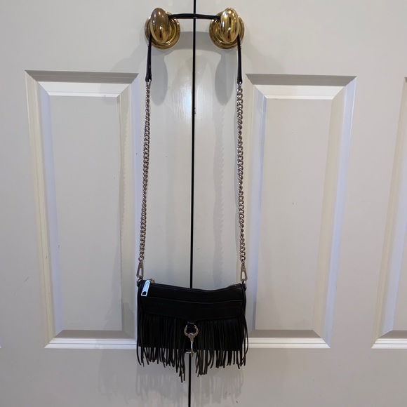 Rebecca minkoff crossbody fringe black bag with silver trim - Picture 5 of 13